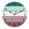 thumbnail image 1 of Wall Clock Teal Purple Wood Grain Clocks PVC Silent Non-Ticking Battery Operated Decorative Rustic Retro Wooden Plank Round Clock for Home Living Room Kitchen Bedroom Office Wall Decor 14 Inch, 1 of 9