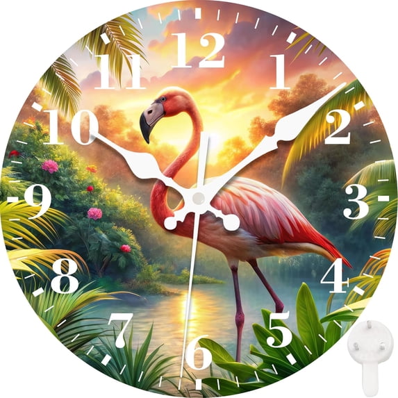 Wall Clock, Tree Annual Rings Silent Non Ticking Battery Operated Round Decorative Indoor Outdoor Clocks for Living Room Kitchen Bedroom Bathroom Patio 12"(Wooden Stump)