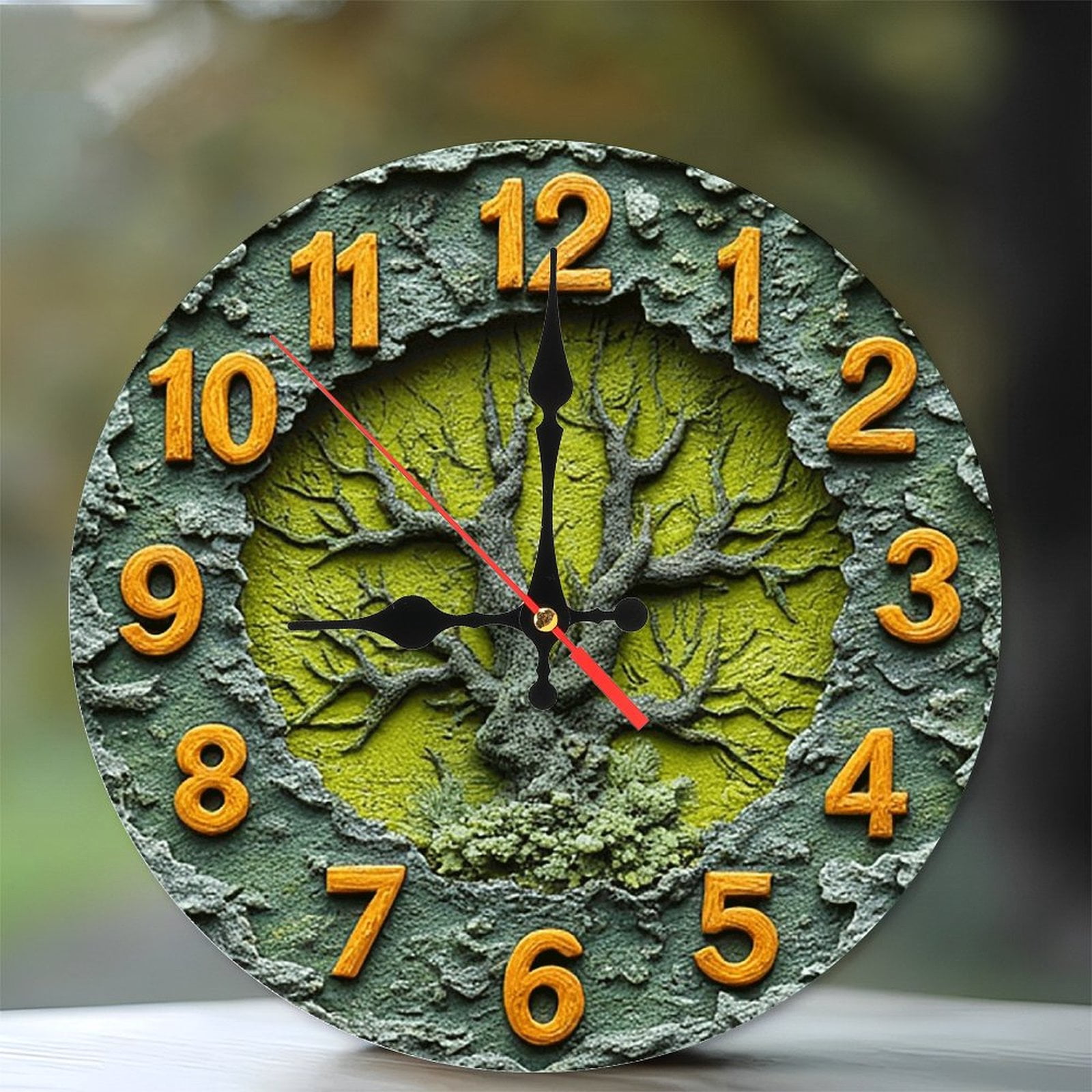 Wall Clock Tree of Life Resin Clock 10-Inch Silent Wooden Wall Clock ...