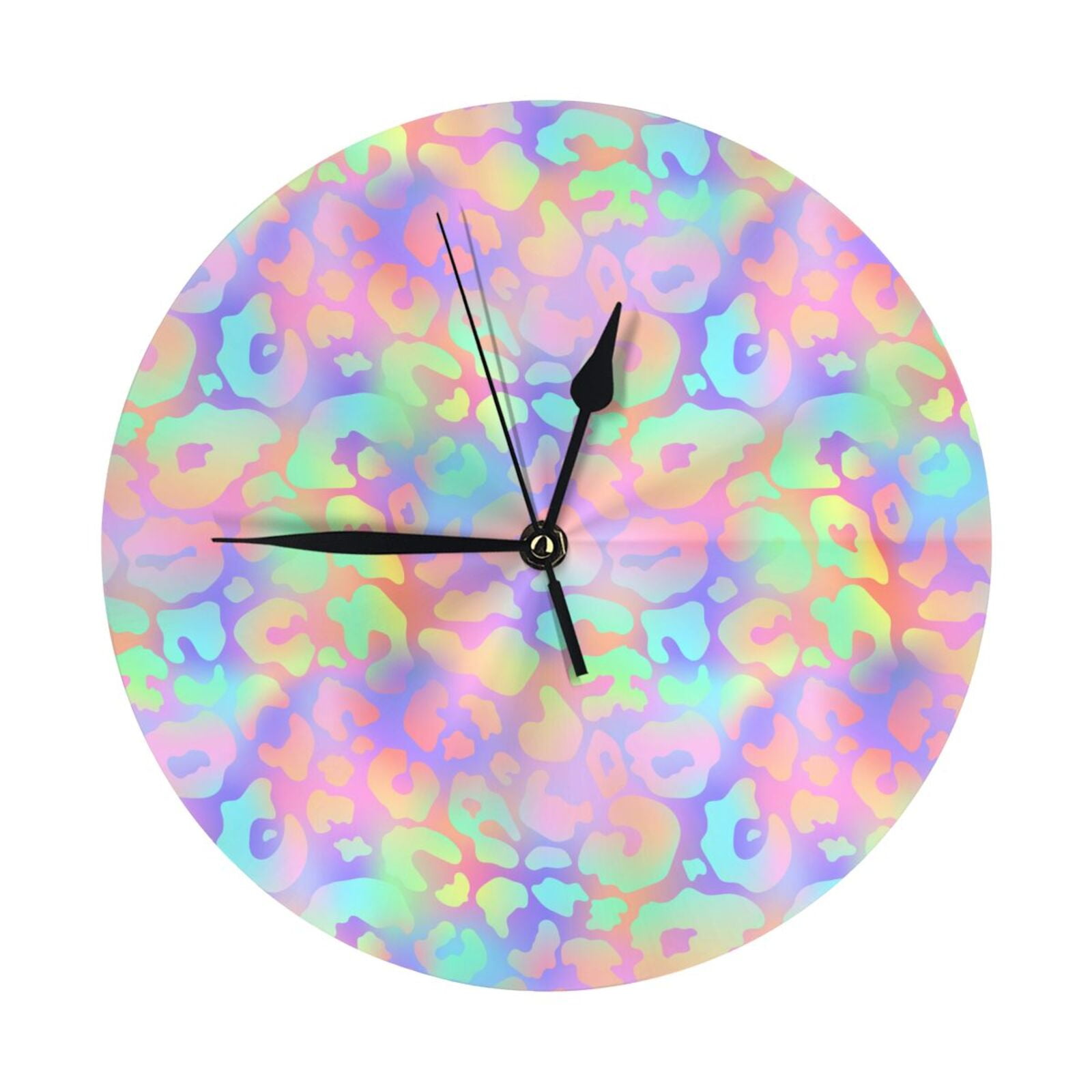 Wall Clock, Trendy Leopard rainbow bright Wall Clocks Battery Operated ...