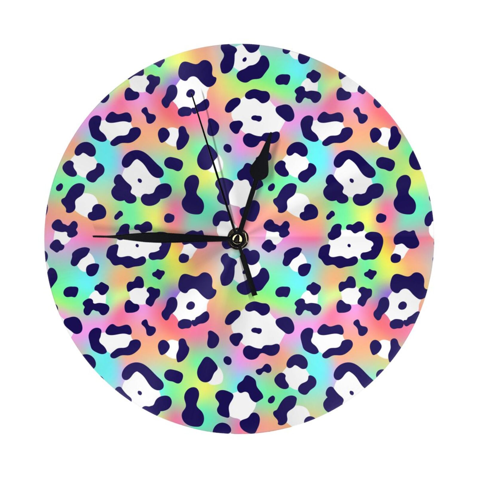 Wall Clock - Trendy rainbow cow print 9.8 Inch Silent Non Ticking ...