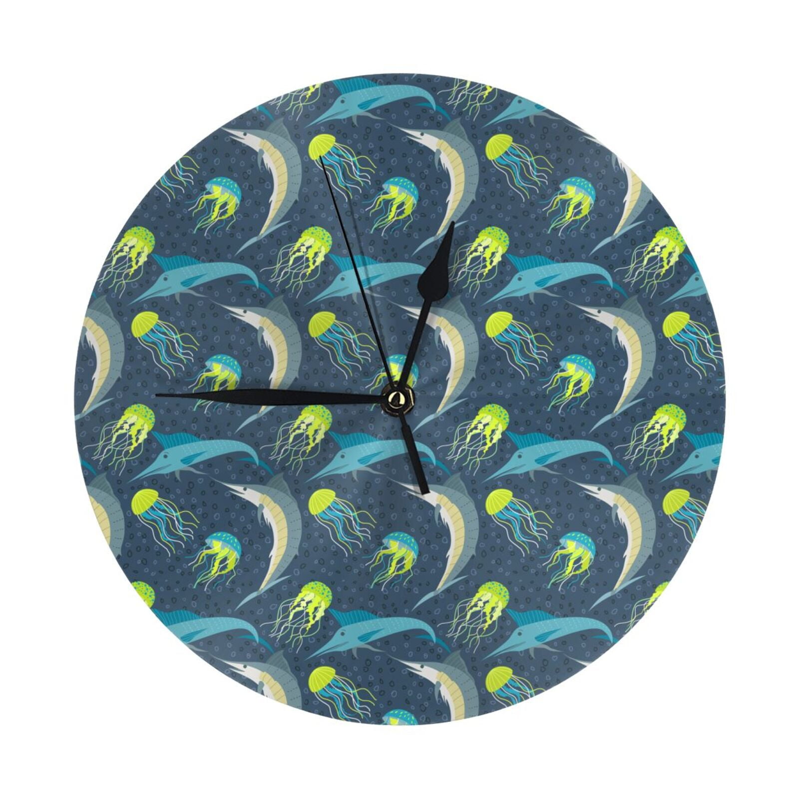 Wall Clock, Tuna Fish Jellyfish Wall Clocks Battery Operated Silent ...