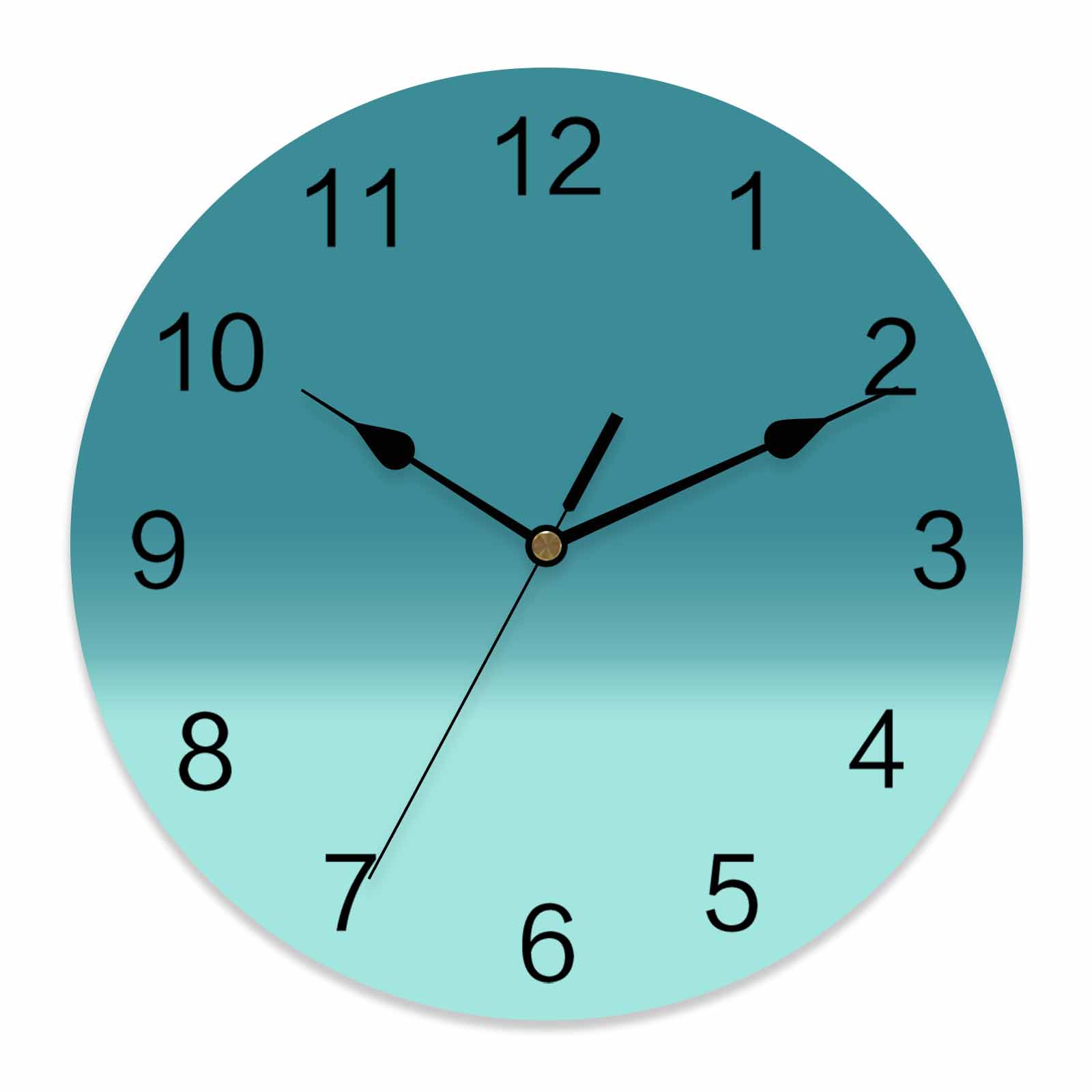 745 Clock Wall Clock Turquoise Ombre Clocks PVC Silent Non-Ticking Battery ...