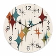 thumbnail image 1 of Wall Clock Turquoise Red Orange Diamond Clocks PVC Silent Non-Ticking Battery Operated Decorative Modern Geometric Mid Century Linen Round Clock for Home Living Room Bedroom Wall Decor 14 Inch, 1 of 9