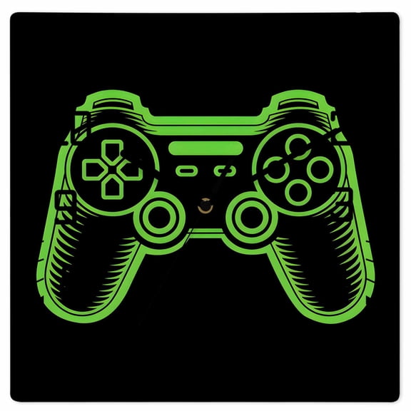 Wall Clock Video Games Controller Operated Square Clocks Wooden Silent Non-Ticking Wallclock 10 Inch Black Green Gaming Console Wood Wall Clock for Living Room Bedroom Office Shool Home Decor
