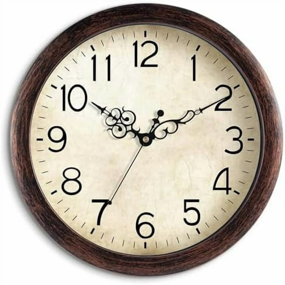 Wall Clock, Vintage Wall Clocks Battery Operated Quartz Silent Non-Ticking 8 Inch Retro Rustic Style Clock Decorative for Kitchen,Bathroom Home Office (Bronze)