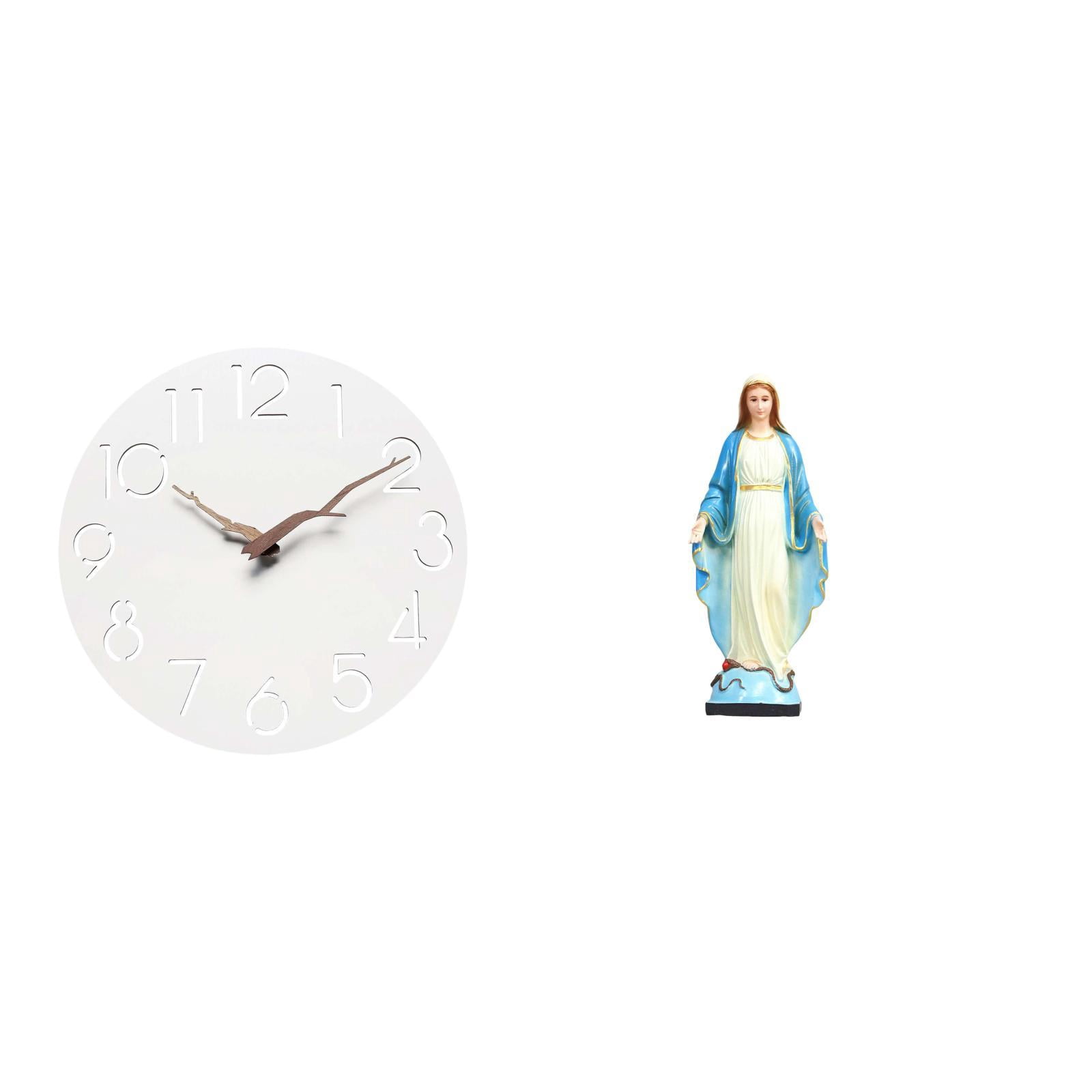 Wall Clock Virgin Mary Statue Catholic Sculpture Medium Density ...