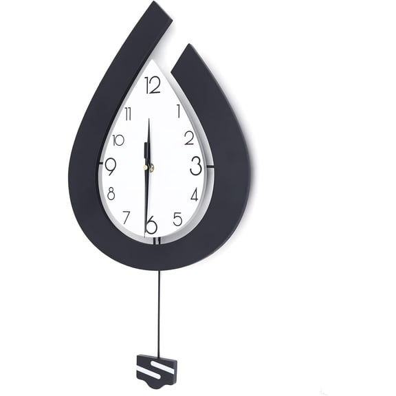 Wall Clock Water Drop Design Wall Clock Silent Non Ticking Quality Quartz Battery Operated Round Clock for Office Home Bathroom Kitchen Bedroom Black