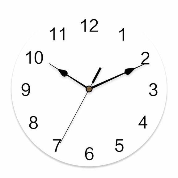 Wall Clock White Clocks PVC Silent Non-Ticking Battery Operated Decorative Pure Solid Color Round Clock for Home Living Room Kitchen Bedroom Office School Wall Decor 10 Inch
