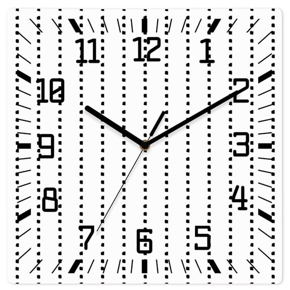 Wall Clock White Dotted Lines Operated Square Clocks Wooden Silent Non-Ticking Wallclock 12 Inch Modern Vertical Stripes Wood Wall Clock for Living Room Bedroom Office Shool Home Decor