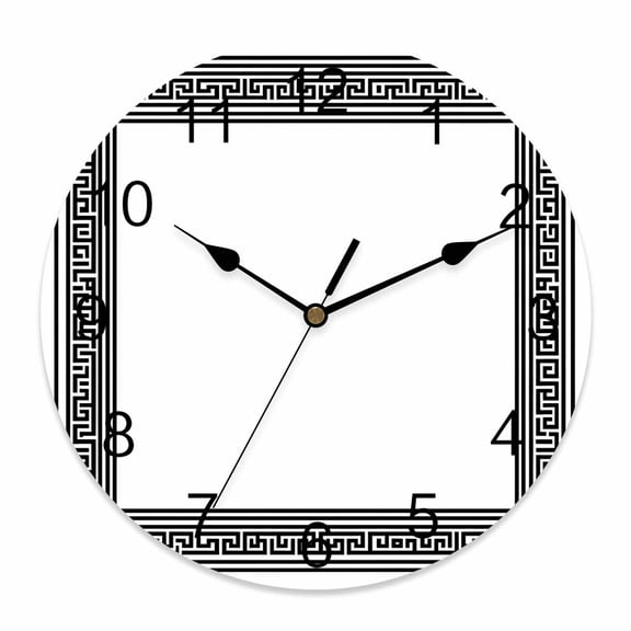 Wall Clock White Key Design Clocks PVC Silent Non-Ticking Battery Operated Decorative Geometric Back Print Round Clock for Home Living Room Kitchen Bedroom Office School Wall Decor 10 Inch