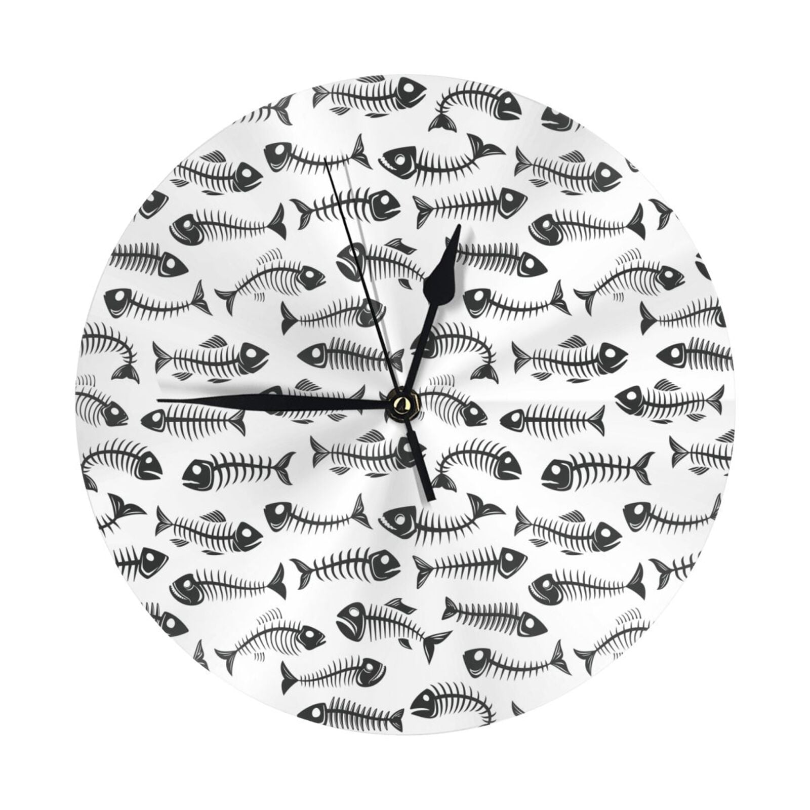 Wall Clock, fish bones Wall Clocks Battery Operated Silent Kitchen ...