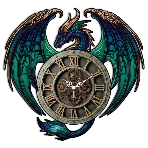 Wall Clock for Home Living Room Bedroom Decoration Dragon 330x350mm