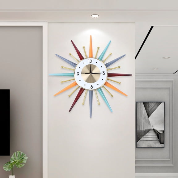 Wall Clock for Living Room Decor, 22.05in Decorative Wall Clock, Wall Clock for Entrance, Office, Study, Hall Gold, Colourful