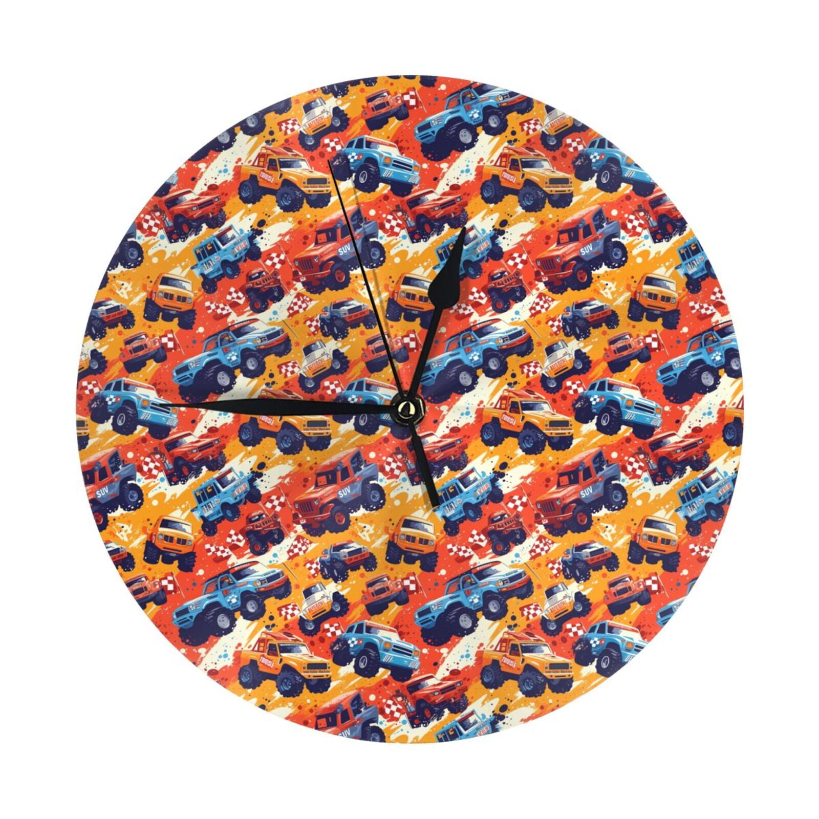 Wall Clock, off road racing car SUV Wall Clocks Battery Operated Silent ...