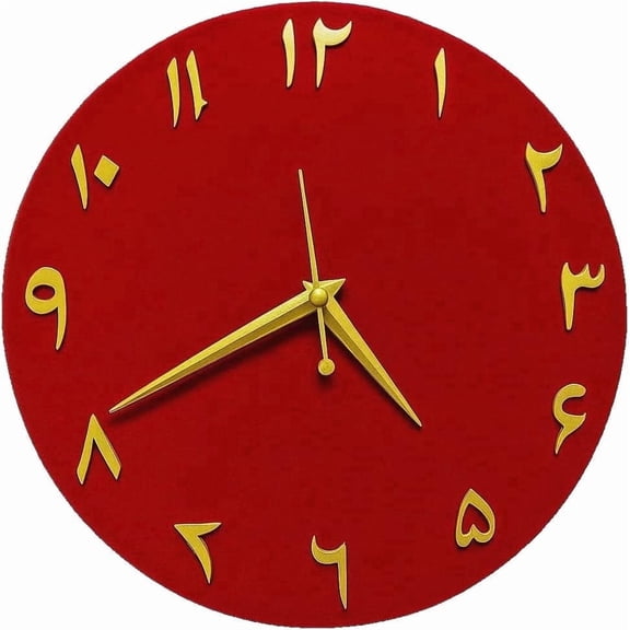 Handmade 4 In Quartz Modern Islamic Wall Clocks, Golden Arabic Numerals
