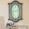 thumbnail image 1 of Wall Clock with Scalloped Wooden Top and Bottom in Brown, 1 of 6