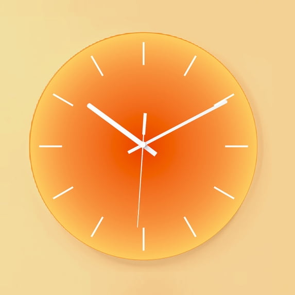 Wall Clocks, 12inch Gradient Glass Wall Clock Silent Modern Analog Clock, Battery Operated Sunset Wall Clocks for Living Room, Kitchen, Home Decoration