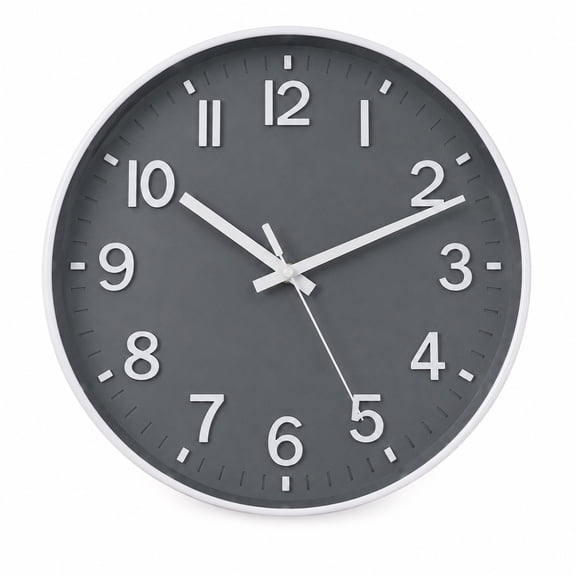 Wall Clocks Battery Operated for Living Room Kitchen 12" Silent Non Ticking Modern Wall Clock for Bedroom Office Decor Grey