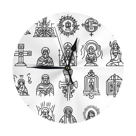 Wall Clocks Christian catholic icon Decorative for Living Room Kitchen Home Bedroom