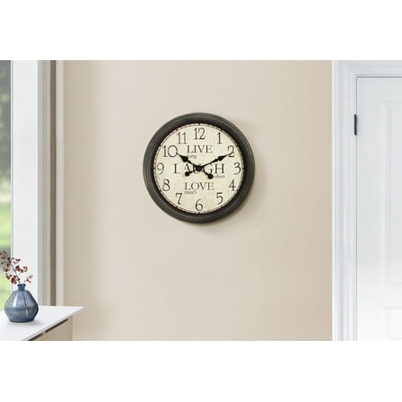 Wall Clocks Clocks, 16" Round, Wall Clock, Antique Brown, Transitional,Table Clocks