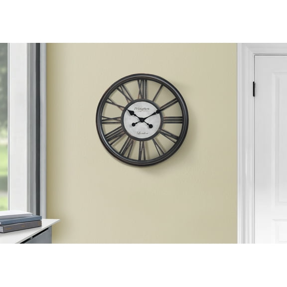 Wall Clocks Clocks, 18" Round, Wall Clock, Antique Black, Transitional,Table Clocks