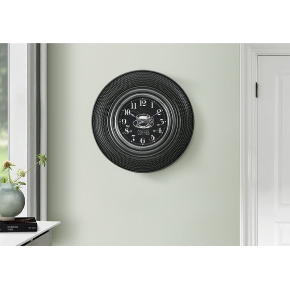 Wall Clocks, Clocks, 20" Round, Charcoal Grey, Transitional, Table Clocks, Analog Clocks,