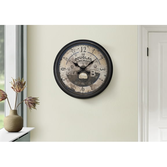 Wall Clocks Clocks, 20" Round, Wall Clock, Antique Brown, Transitional,Table Clocks