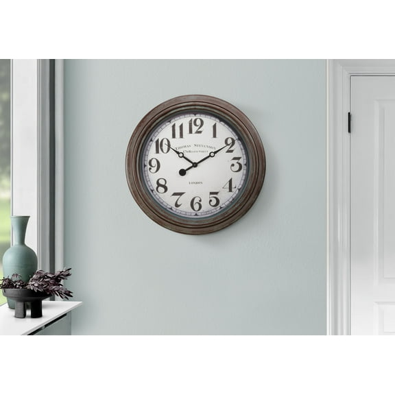 Wall Clock Clocks, 20" Round, Wall Clock, Antique Brown, Transitional,Modern Wall Clock