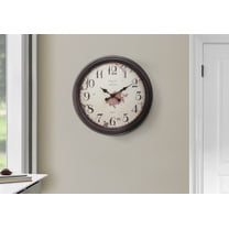 Wall Clocks Clocks, 20" Round, Wall Clock, Brown, Transitional,Table Clocks