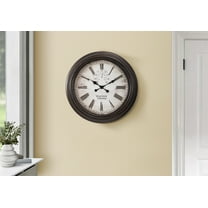 Wall Clocks Clocks, 20" Round, Wall Clock, Brown, Transitional,Table Clocks