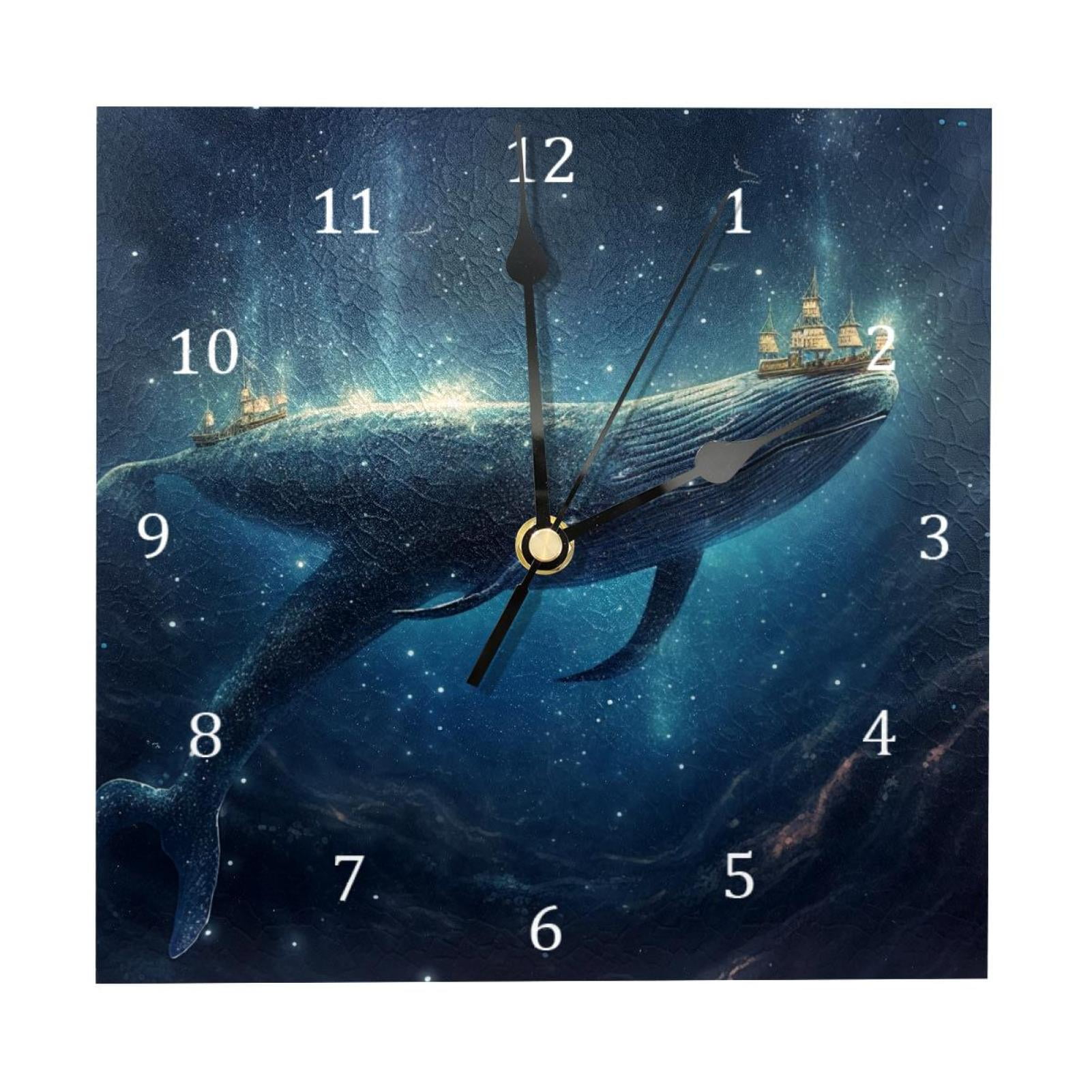 Wall Clocks, Deep Ocean Whale Battery Operated Number Clock for Bedroom ...