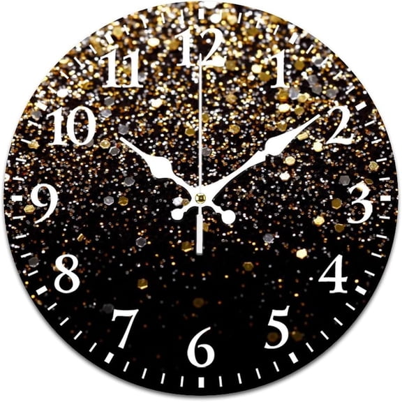 Wall Clocks Glitzy Sparkly Silver Glitter Bling Battery Operated Silent Non-Ticking Clock Decorative for Home Kitchen Living Room Office (10 Inch)