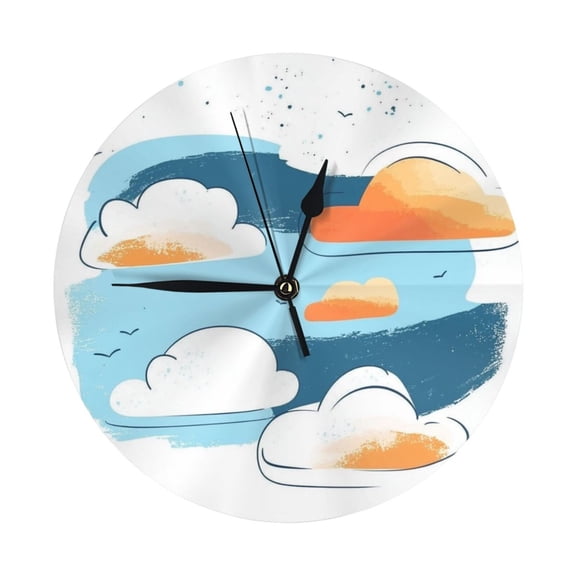 Wall Clocks Hand Drawing Cloud (2) Decorative for Living Room Kitchen Home Bedroom