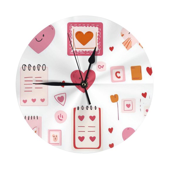 Wall Clocks Heart Calendar Postcard (2) Decorative for Living Room Kitchen Home Bedroom