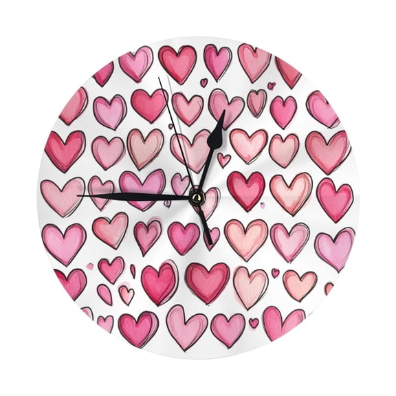 Wall Clocks Pink Hearts Decorative for Living Room Kitchen Home Bedroom