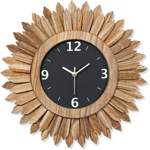 Wall Clocks, Sunburst Decorative Wall Clock Battery Operated Silent Non Ticking Farmhouse Large Wall Clocks for Living Room Kitchen Bedroom Home Decor