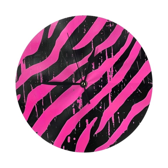 Wall Clocks pink and black zebra stripes (2) Decorative for Living Room Kitchen Home Bedroom