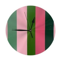 Wall Clocks pink and green stripes Decorative for Living Room Kitchen Home Bedroom