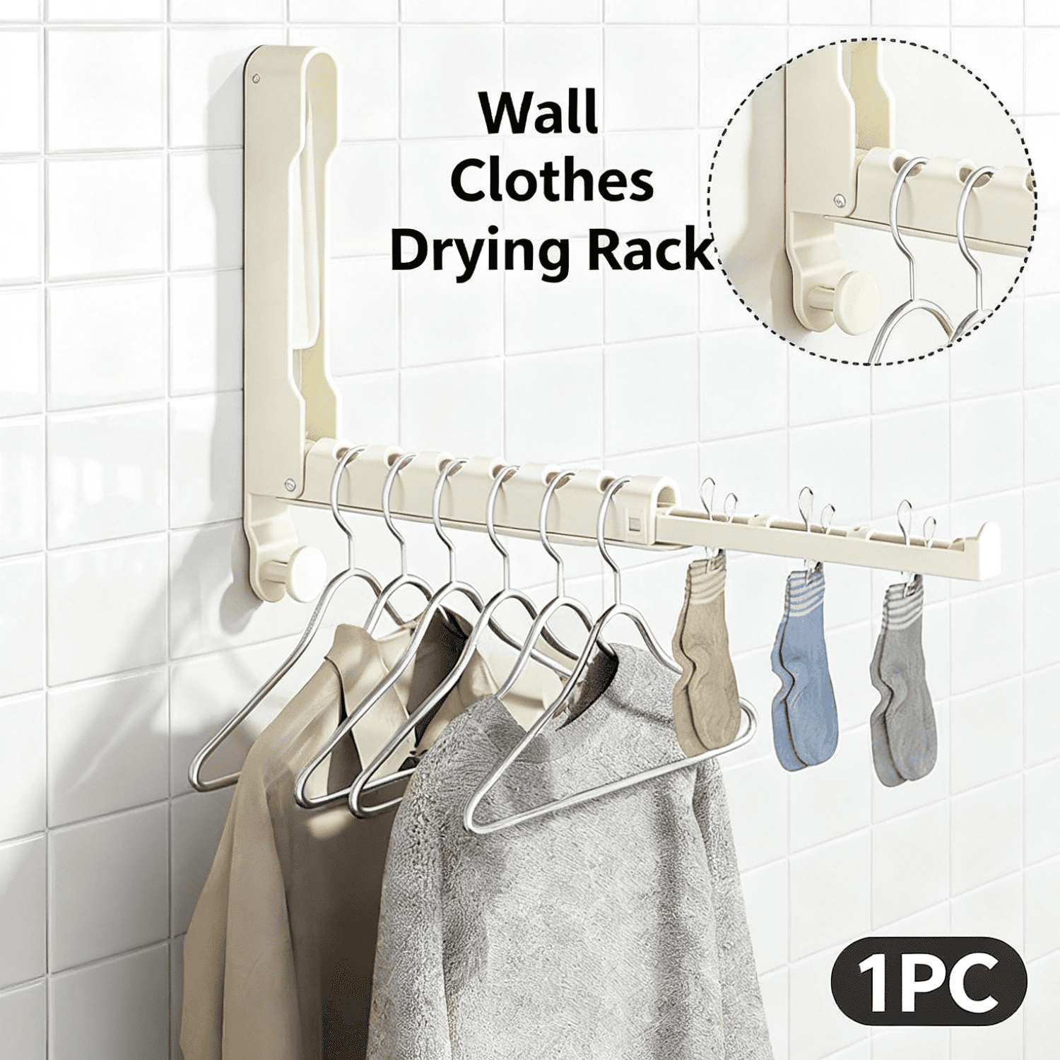 Wall Clothes Drying Rack,Retractable Iron Laundry Hanger,Space-Saving ...