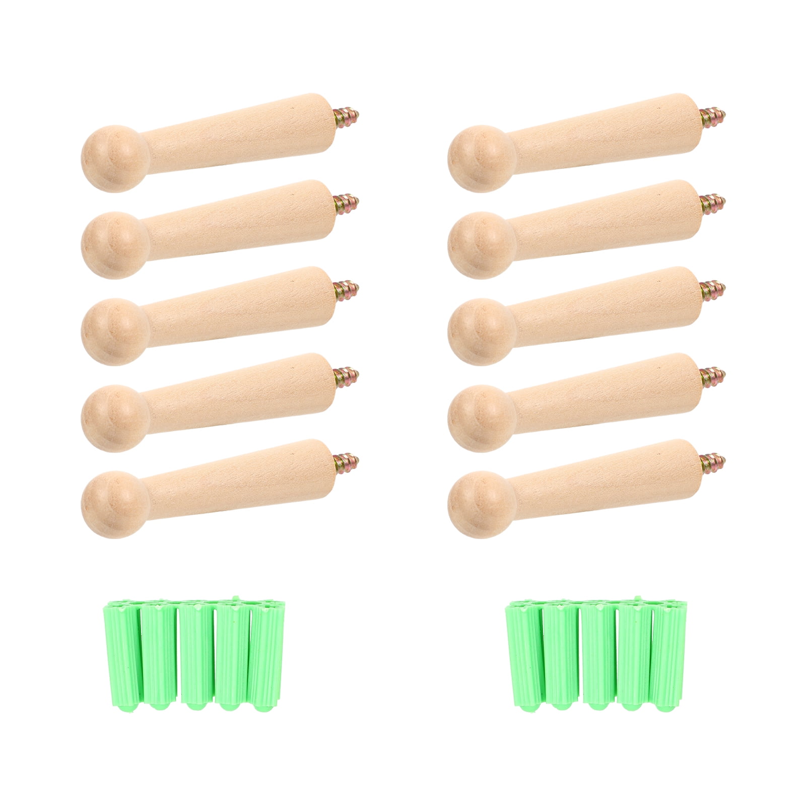 Wall Coat Screw on Shaker Pegs 10 Pcs Wooden DIY Hook Cylinder for