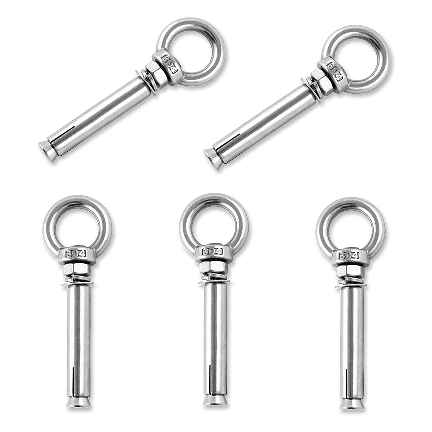 Wall Concrete Anchors Stainless Steel Expansion Bolts Heavy Duty ScrewIn Eye Hooks Eyebolt
