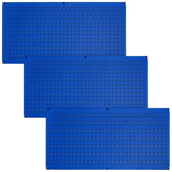 Wall Control Pegboard Value Pack - (3) Pack of Wall Control 16-Inch Tall x 32-Inch Wide Horizontal Blue Metal Pegboards for Wall Home & Garage Tool Storage Organization (Blue Pegboard)