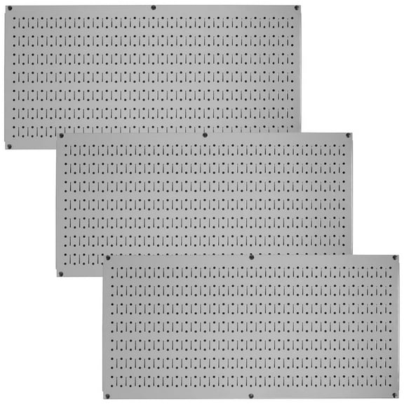 Wall Control Pegboard Value Pack - (3) Pack of Wall Control 16-Inch Tall x 32-Inch Wide Horizontal Metal Pegboards for Easy to Install Wall Home & Garage Tool Storage Organization (Grey Pegboard)