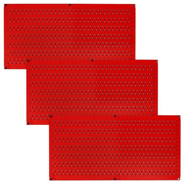 Wall Control 32" x 16" Horizontal Pegboard Tool Organizer, Red (3 Pack)