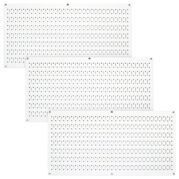 Wall Control 32"x16" Horizontal Pegboard Garage Organizer, White (3 Pack)