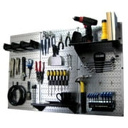 Wall Control 4ft Metal Pegboard Standard Tool Storage Kit - Galvanized Metallic Toolboard & Black Accessories