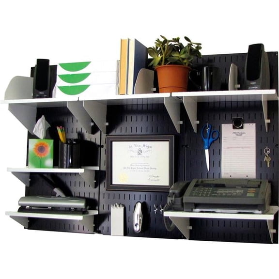 Wall Control B1296661 Office Wall Mount Desk Storage & Organization Kit, Black & White - 48 x 32 x 12 in.