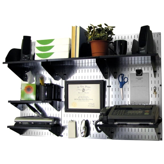 Wall Control B1296668 Office Wall Mount Desk Storage & Organization Kit, Galvanized Black - 48 x 32 x 12 in.