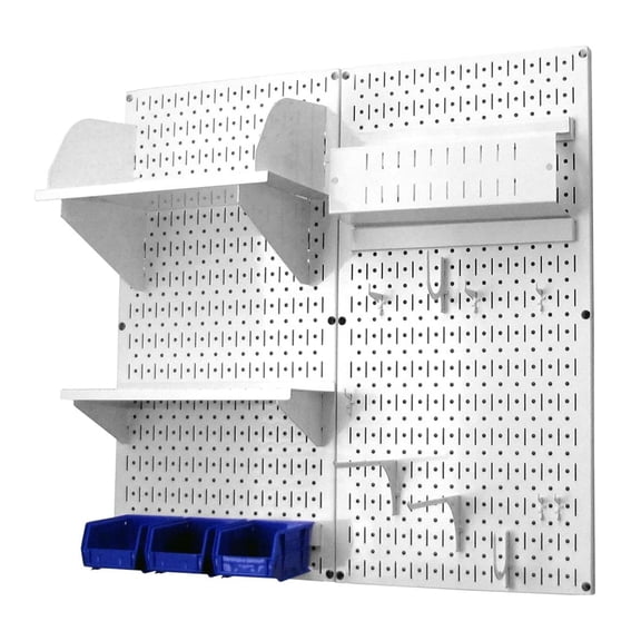 Wall Control Pegboard Hobby Craft Pegboard Organizer Storage Kit with White Pegboard and White Accessories